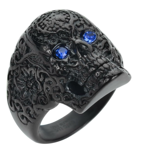 Heavy Metal Jewelry Black Tribal Tattoo Skull Ring Stainless Steel Black SR120