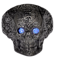 Heavy Metal Jewelry Black Tribal Tattoo Skull Ring Stainless Steel Black SR120