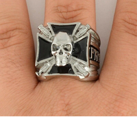 Men's Heavy Metal Jewelry Maltese Skull Ring Stainless Steel SR122