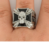 Men's Heavy Metal Jewelry Maltese Skull Ring Stainless Steel SR122