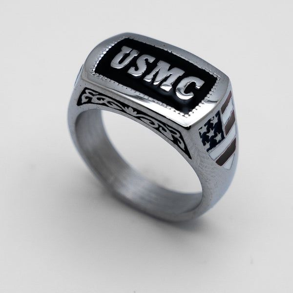 Heavy Metal Jewelry USMC MARINE Ring Stainless Steel