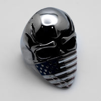 Heavy Metal Jewelry Men's American Flag Bandana Skull Stainless Steel Ring SR125
