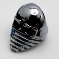 Heavy Metal Jewelry Men's American Flag Bandana Skull Stainless Steel Ring SR125