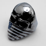 Heavy Metal Jewelry Men's American Flag Bandana Skull Stainless Steel Ring SR125