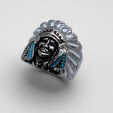 Unisex Indian Head Ring in Stainless Steel with Enamel Finish SR127