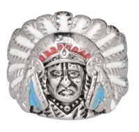 Unisex Indian Head Ring in Stainless Steel with Enamel Finish SR127
