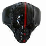 Jewelry Men's Gunmetal / Black Skull Ring Stainless Steel Firefighter Edition SR128