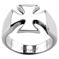 Smooth Iron Cross Biker Ring Stainless Steel SR12