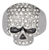 Heavy Metal Jewelry Ladies White Bling Skull Ring Stainless Steel SR130