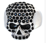 Jewelry Ladies Skull Bling Ring Imitation Black Diamonds SR132