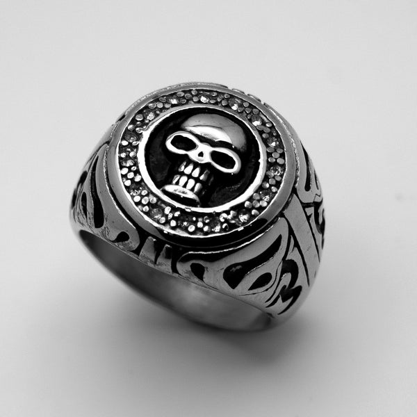 Heavy Metal Jewelry Men's Circle Skull Ring Stainless Steel SR135