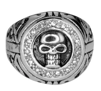 Heavy Metal Jewelry Men's Circle Skull Ring Stainless Steel SR135