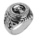 Heavy Metal Jewelry Men's Circle Skull Ring Stainless Steel SR135
