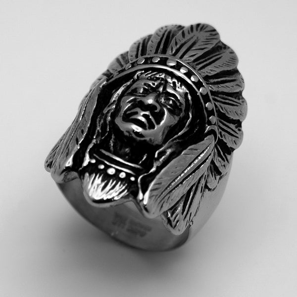 Indian Head Stainless Steel Men's Ring SR137