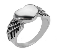 Heavy Metal Jewelry Ladies Winged Heart Stainless Steel Ring SR138