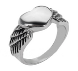 Heavy Metal Jewelry Ladies Winged Heart Stainless Steel Ring SR138