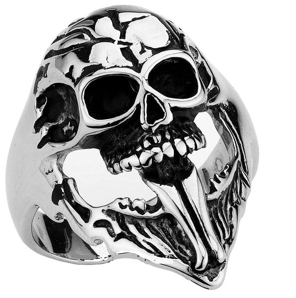Long Tongue Skull Ring Biker Stainless Steel Ring SR13