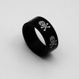 Biker Skull and Crossbones 8mm Wedding Band Ring Black Stainless Steel SR141