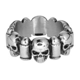 Heavy Metal Jewelry Men's Skull and Bullet Stainless Steel Ring SR145
