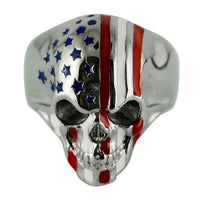 Heavy Metal Jewelry Men's Flag Skull Ring Stainless Steel SR146