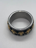 Heavy Metal Jewelry Unisex Wedding Band Gold Skull Ring Stainless Steel SR147