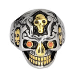 Men's Stainless Steel Skull Ring Red Eyes SR148