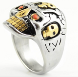 Men's Stainless Steel Skull Ring Red Eyes SR148