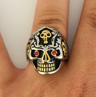 Men's Stainless Steel Skull Ring Red Eyes SR148