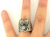 Men's Motor/ Engine Ring with Wings Stainless Steel Motorcycle Biker Ring SR149