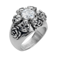 Heavy Metal Jewelry Women's Skull Roses Ring Stainless Steel SR153