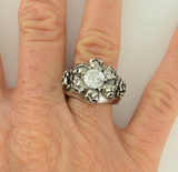 Heavy Metal Jewelry Women's Skull Roses Ring Stainless Steel SR153
