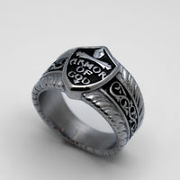 Heavy Metal Jewelry Men's Armor of God Shield Stainless Steel Religious Ring SR154