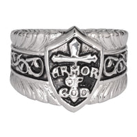 Heavy Metal Jewelry Men's Armor of God Shield Stainless Steel Religious Ring SR154