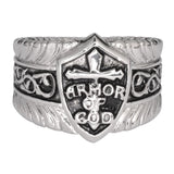 Heavy Metal Jewelry Men's Armor of God Shield Stainless Steel Religious Ring SR154