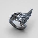 Heavy Metal Jewelry Ladies Wing Stone Ring Stainless Steel SR155