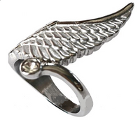 Heavy Metal Jewelry Ladies Wing Stone Ring Stainless Steel SR155