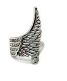 Heavy Metal Jewelry Ladies Wing Stone Ring Stainless Steel SR155