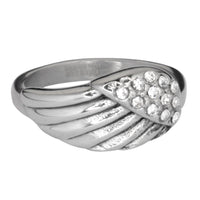 Biker Jewelry Women's Angel Wing Ring Stainless Steel with Bling SR156