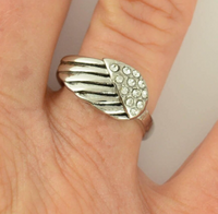 Biker Jewelry Women's Angel Wing Ring Stainless Steel with Bling SR156