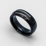Unisex Stainless Steel Double Black Cable Wedding Band Ring SR159