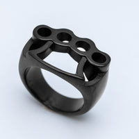 Brass Knuckles Black Stainless Steel Ring SR161