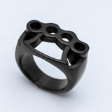 Brass Knuckles Black Stainless Steel Ring SR161