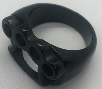 Brass Knuckles Black Stainless Steel Ring SR161