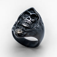 Men's Grim Reaper Ring Black Out Stainless-Steel Biker Ring SR162