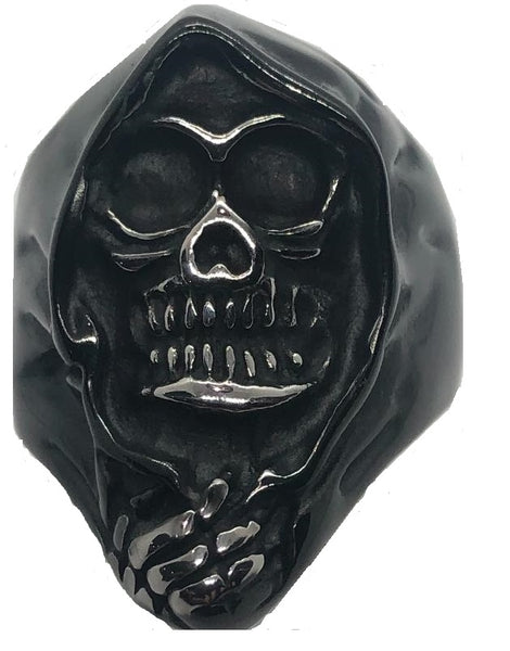 Men's Grim Reaper Ring Black Out Stainless-Steel Biker Ring SR162