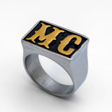Men's Stainless Steel Motorcycle Club MC Biker Ring Gold Letters Sizes 9-15 SR163
