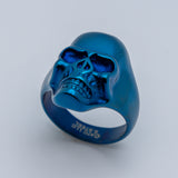 Unisex Skull Ring Stainless Steel Blue Anodized Edition SR202