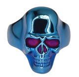 Unisex Skull Ring Stainless Steel Blue Anodized Edition SR202