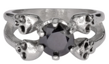 Heavy Metal Jewelry Ladies Black Solitaire Skull Ring Stainless Steel SR166