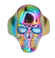 Heavy Metal Jewelry Men's Skull Ring Stainless Steel Neo Chrome Rainbow Edition SR168